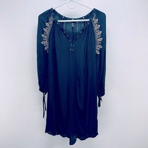Forever 21 Dress Size S Women’s Embroidered Tunic Style Beachy Mini Blue